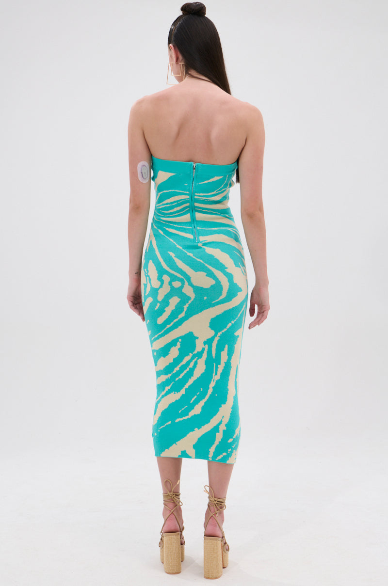 MALIBU DREAMIN PRINTED KNIT MIDI DRESS