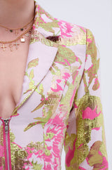 PRETTY IN PINK BROCADE BLAZER DRESS