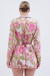 PRETTY IN PINK BROCADE BLAZER DRESS
