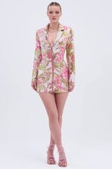 PRETTY IN PINK BROCADE BLAZER DRESS