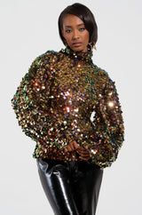 PARTY STARTER SEQUIN LONG SLEEVE BLOUSE