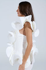 CASCADING RUFFLE BLOUSE