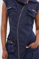 DONT MESS WITH ME COLLARED DENIM MAXI DRESS