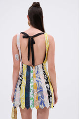 TIE ME DOWN AGAIN MINI DRESS IN BROCADE