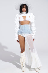CORA SATIN BOLERO IN WHITE
