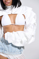 CORA SATIN BOLERO IN WHITE