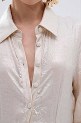THE IT GIRL IVORY METALLIC MINI DRESS
