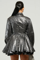 THE IT GIRL SILVER METALLIC MINI DRESS
