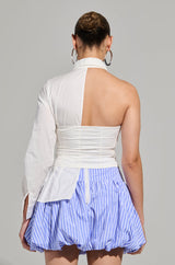 DONT LOOK AT ME ASYMMETRICAL POPLIN BLOUSE