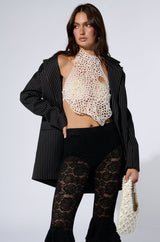 MERMAIDCORE PEARL DETAIL TIE TOP