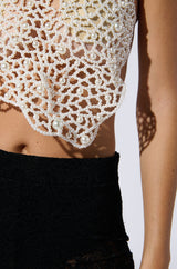 MERMAIDCORE PEARL DETAIL TIE TOP