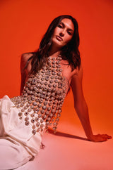 ICY GIRL RHINESTONE EMBELLISHED TOP IN GOLD