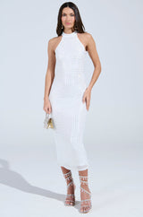 TAKE ME OUT RHINESTONE MIDI DRESS