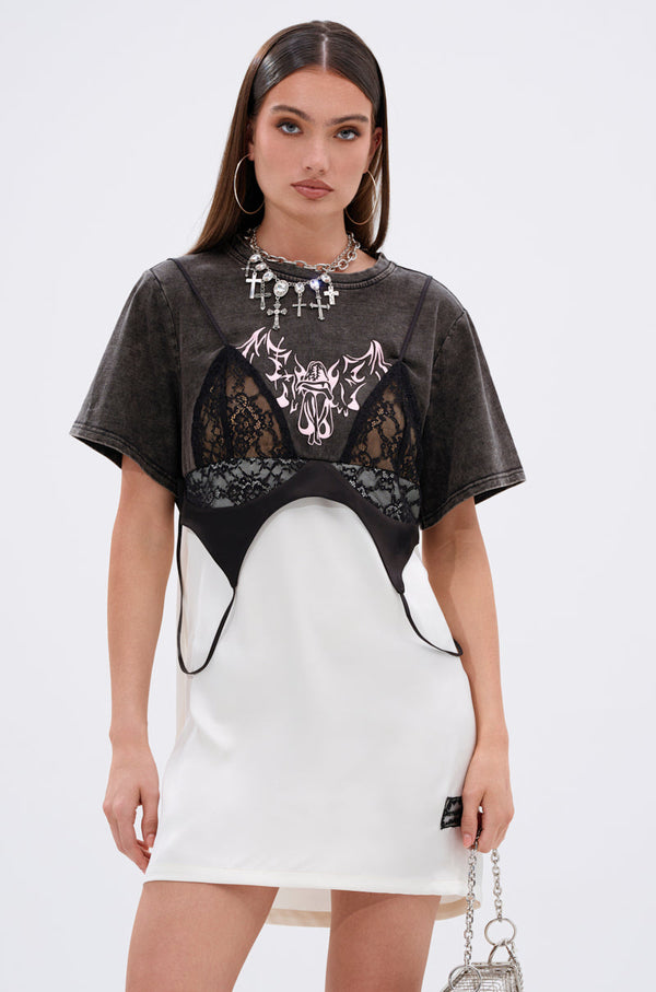 QUIT STARING GRAPHIC TSHIRT DRESS