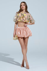 GARDEN PARTY FLORAL EMBROIDERY TULLE TOP