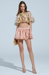 GARDEN PARTY FLORAL EMBROIDERY TULLE TOP