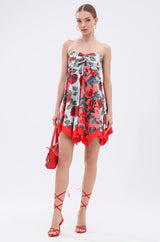 ON VACAY PRINTED SATIN MINI DRESS