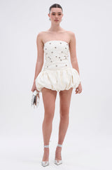 ILLUSION PU MINI DRESS WITH METAL DETAILS