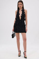 ASHLEY FLORAL MINI DRESS IN BLACK