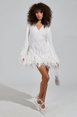 CHLOE FEATHER MINI DRESS