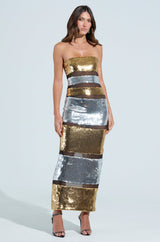 PHOEBE LAYERED SEQUIN MAXI DRESS