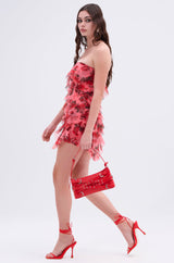 ROSIE RUFFLE PRINTED MINI DRESS