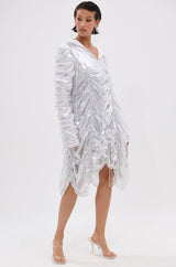 WAYS TO GO METALLIC ADJUSTABLE DRESS IN WHITE