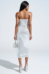 CAN'T SHINE BRIGHTER THAN ME RHINESTONE MIDI DRESS IN WHITE