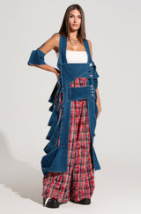 PLAID SWAGGER SLACKS IN RED MULTI