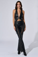 H-TOWN HOTTIE FAUX LEATHER LACE UP PANT