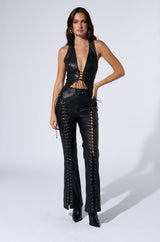 H-TOWN HOTTIE FAUX LEATHER LACE UP PANT