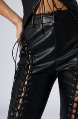 H-TOWN HOTTIE FAUX LEATHER LACE UP PANT
