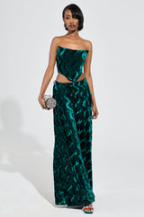 GREEN WITH ENVY VELVET CORSET TOP
