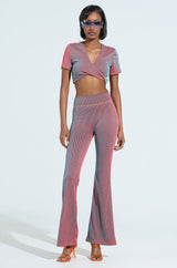 DOUBLE TAKE RIBBED TWISTED CROP TOP