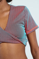 DOUBLE TAKE RIBBED TWISTED CROP TOP