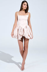 JULIET SATIN MINI DRESS IN LIGHT PINK