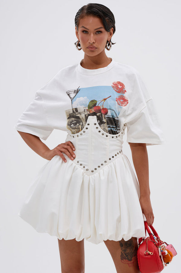 COOL GIRL LOADING MINI DRESS WITH GRAPHIC TEE ATTACHED