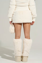 COLDEST WINTER FUR MINI SKIRT IN WHITE