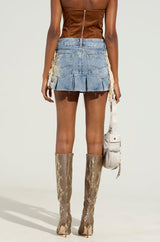 DREAM CATCHER LIGHT BLUE DENIM MINI SKIRT