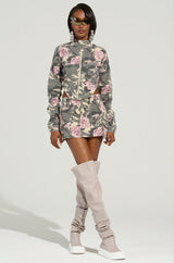 FLOWER CHILD ZIP UP PRINTED TOP