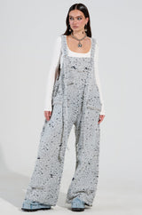 HERE TO SHRED DISTRESSED DENIM OVERALLS