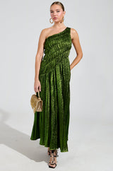 STAY RADIANT METALLIC CHIFFON MAXI DRESS
