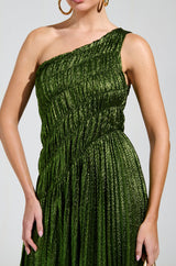 STAY RADIANT METALLIC CHIFFON MAXI DRESS