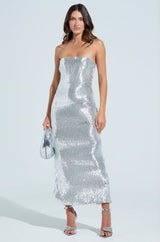 TRY AGAIN HONEY MESH SEQUIN MAXI DRESS