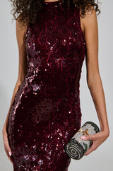BELLE OF THE BALL SEQUIN RUFFLE MAXI DRESS