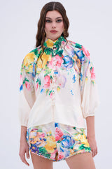 ROSE FLORAL BUTTON DOWN