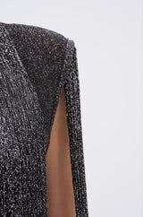 MIXED MESSAGES METALLIC BANDAGE MINI DRESS WITH FRINGE