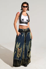 DOWN AND DIRTY DISTRESSED DENIM PANT
