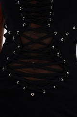 EDGY AND COOL LACE UP KNIT MINI DRESS