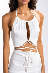 50 SHADES OF SLAY LACE UP SATIN RUCHED MINI DRESS
